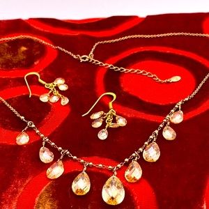 Lord and Taylor | Vintage | Champagne Colored Crystal Necklace and Earing Set
